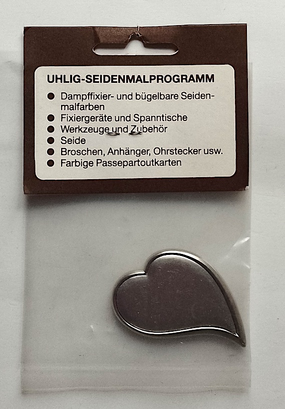 Uhlig Brosche vernickelt Herz 30x50 mm