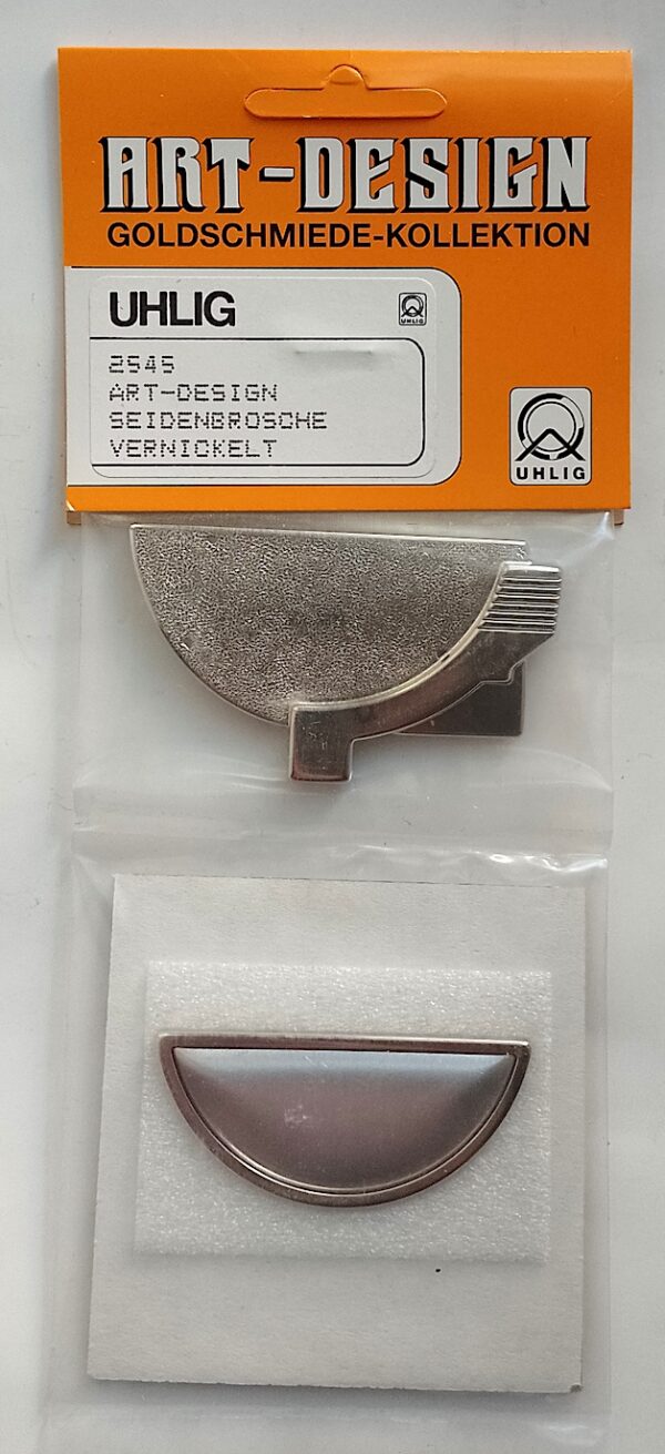2545 Uhlig Brosche Halbkreis vernickelt 35x65 mm