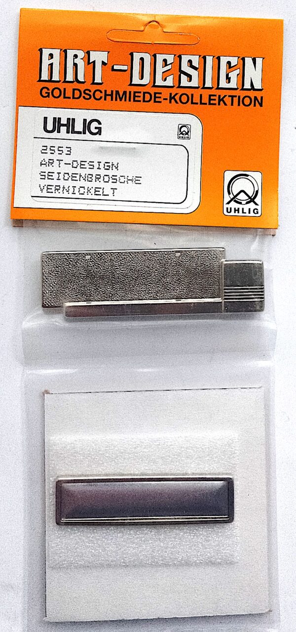 2553 Uhlig Brosche Rechteck vernickelt 20x70 mm