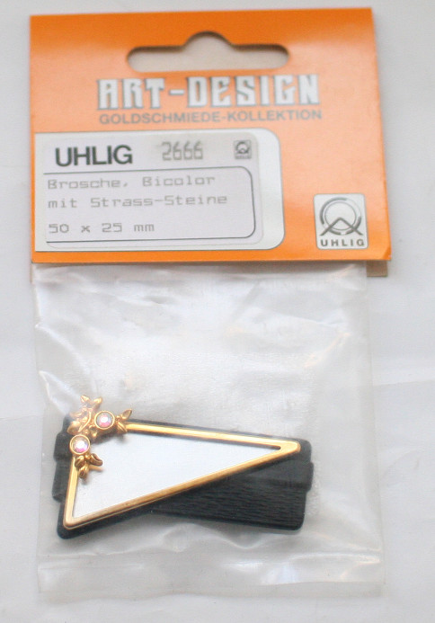 Brosche Dreieck 50x25 mm mit Strass-Steinen