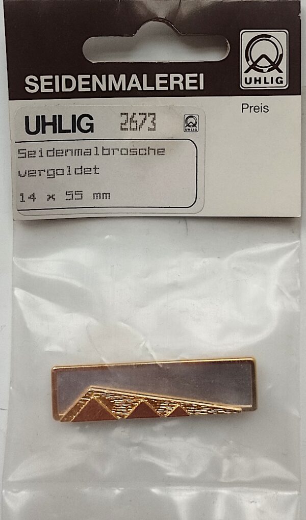 2673 Uhlig Brosche Rechteck vergoldet 14x55 mm