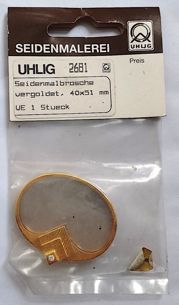 2681 Uhlig Brosche vergoldet 40x51 mm Strassstein