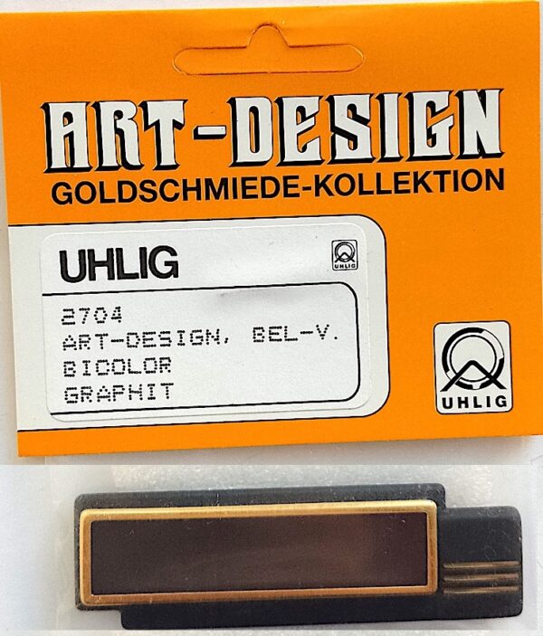 2704 Uhlig Art-Design Bel-Vetro Brosche vergoldet bicolor graphit 70x20 mm