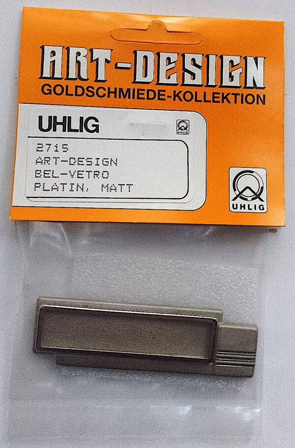 2715 Uhlig Brosche Rechteck vernickelt Glasscheibe 20x70 mm