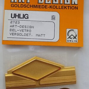 2723 Uhlig Brosche Rechteck vergoldet matt Glasscheibe 35x75 mm