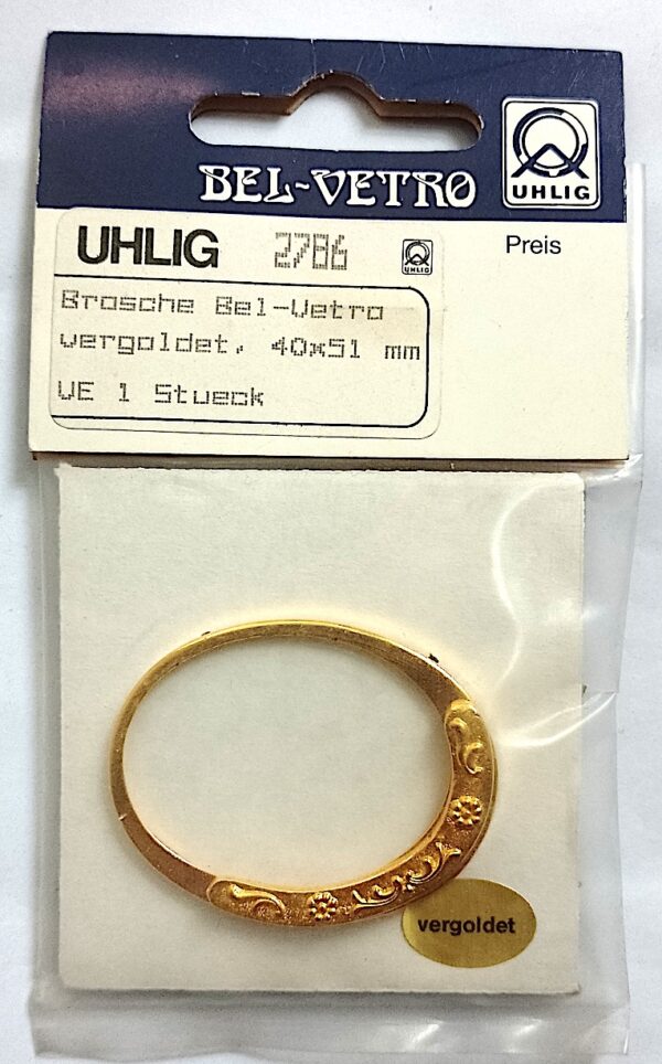 Uhlig Brosche oval vergoldet 40x51 mm