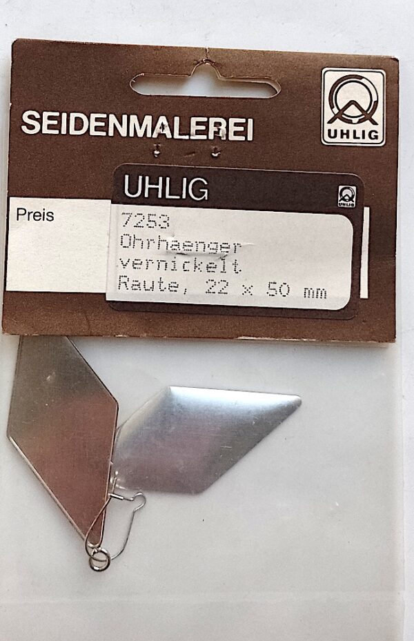 Uhlig Ohrhänger Raute vernickelt 22x50 mm