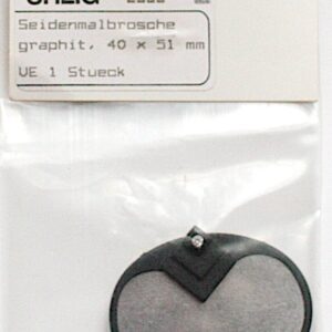 Brosche oval 40x51 mm Rahmen graphit Strasstein