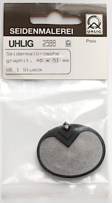 Brosche oval 40x51 mm Rahmen graphit Strasstein