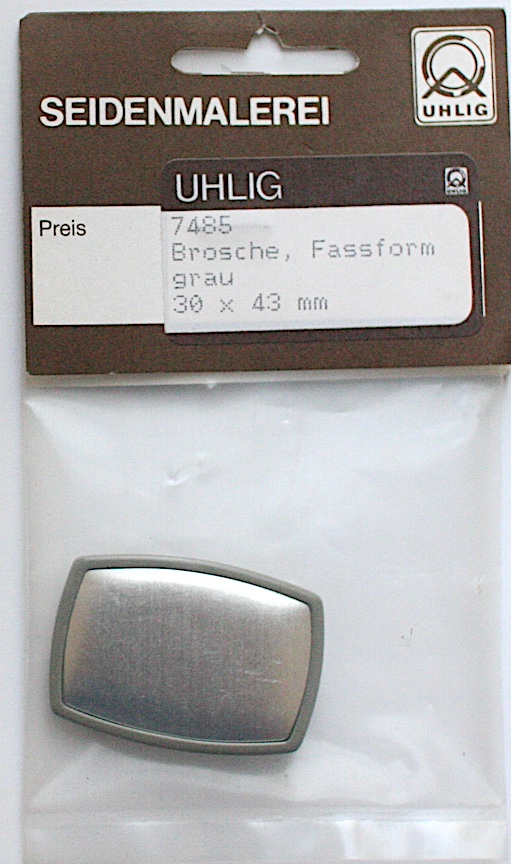 Brosche Rechteck 30x43 mm Rahmen grau