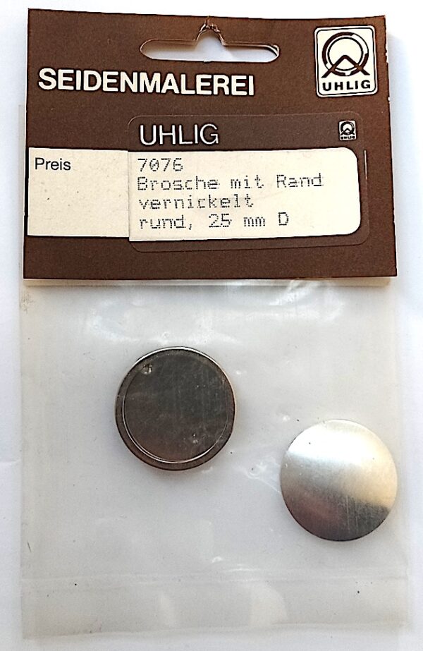 Brosche rund vernickelt 25 mm