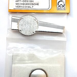 Brosche mit Metallscheibe rund 30x75 mm vernickelt