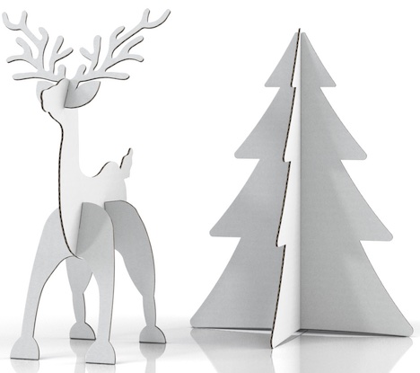 Kartonbausatz Elch, Tannenbaum