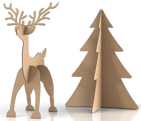 Kartonbausatz Elch, Tannenbaum
