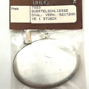 Gürtelschliesse vernickelt mit Metallscheibe 52x72 mm