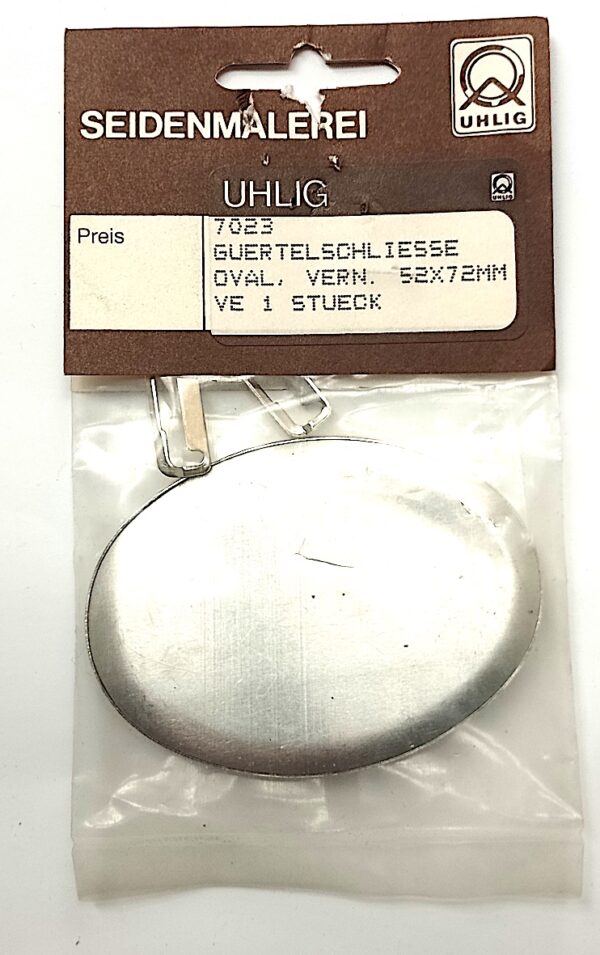 Gürtelschliesse vernickelt mit Metallscheibe 52x72 mm