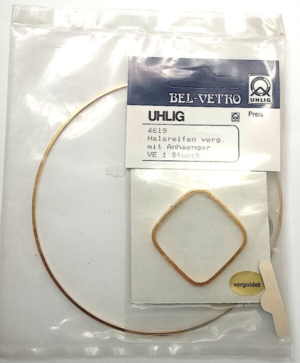 Halsreifen vergoldet mit Brosche 40x40 mm