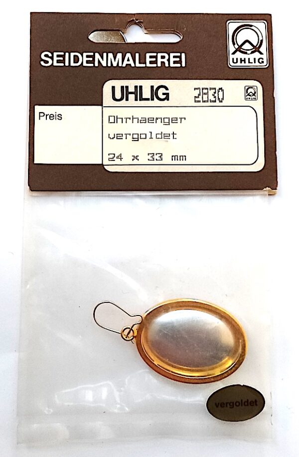 Brosche Ohrhänger oval vergoldet 24x33 mm