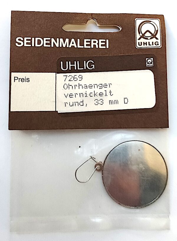Brosche Ohrhänger rund vernickelt 33 mm