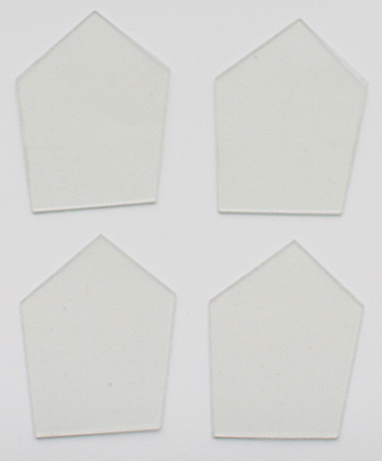 Plastikscheibe Fünfeck 32x35x25x27x35 mm, 4 Stück