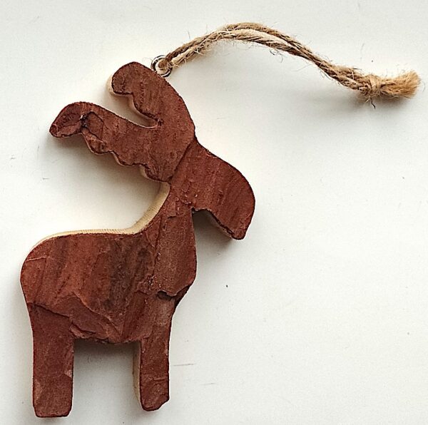 Holzanhänger Elche mit Rinde 10 cm