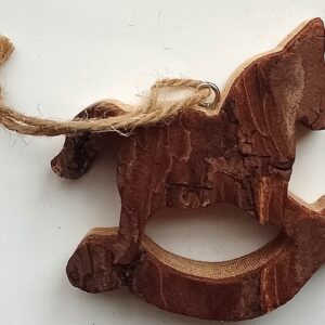 Holzanhänger Schauckelpferd mit Rinde 8 cm