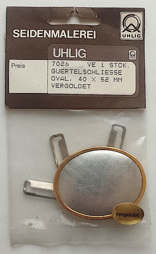 Uhlig Gürtelschliesse vergoldet mit Metallscheibe 40x52 mm