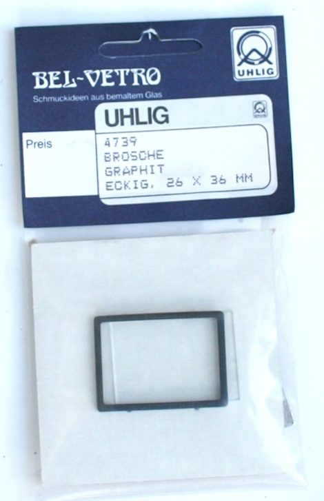 Brosche Rechteck 26x36 mm Rahmen graphit